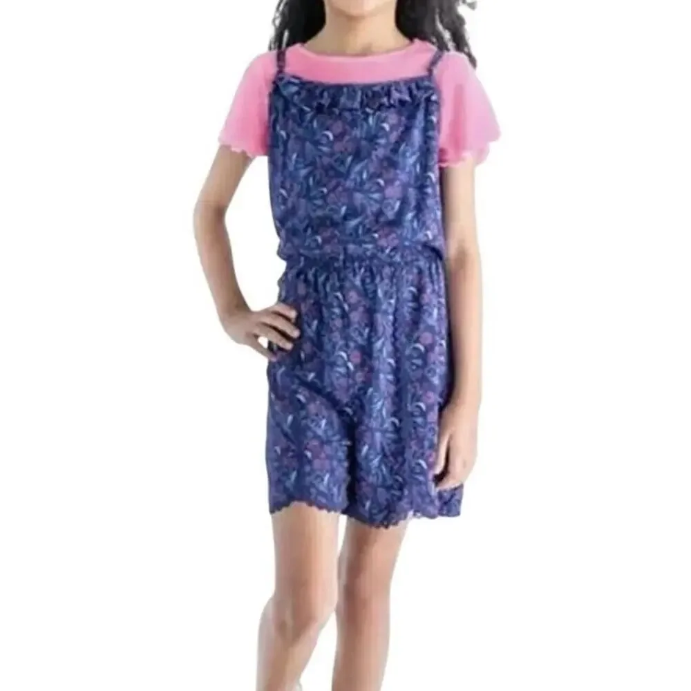 Blush by US Angels Girls Rompers Tops Floral Heart Gray Pink Blue 3 Sets NWT